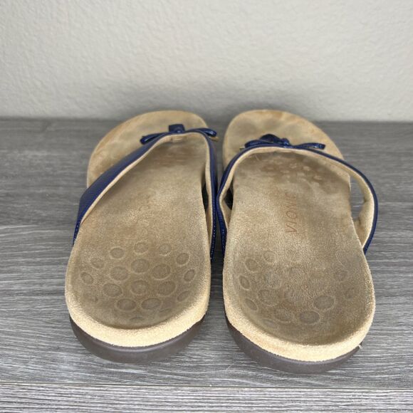 Vionic Flip Flop Shoes Sandals Bow Bella Women's 11? Navy Blue Comfort Support - Picture 3 of 11